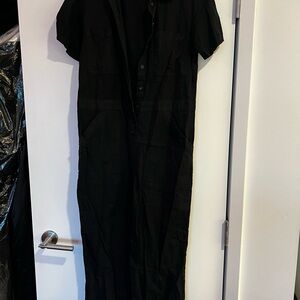 Pact Sustainable fashion Hemp and Cotton Black Button-Up Jumpsuit